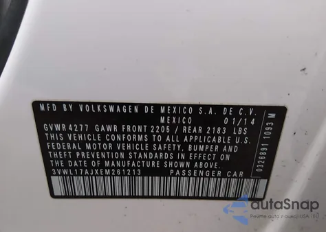 2014 Volkswagen Jetta 1.8T Sel из США, поврежденный, VIN 3VWL17AJXEM261213